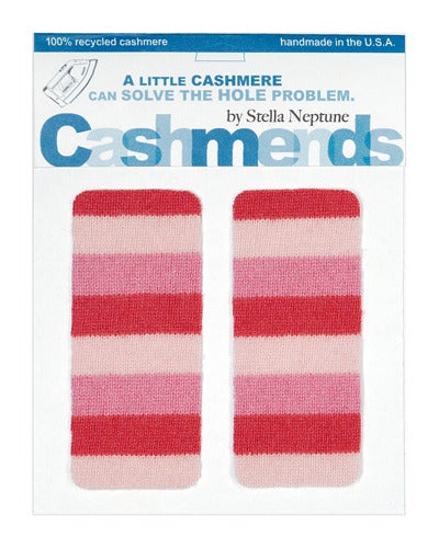 Image of Iron-on Cashmere Elbow Patches - PINK STRIPES - Limited Edition!