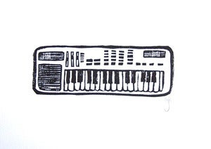 Image of casio sk1 - 8x10 linocut print - black