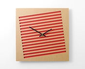 Image of Square in Square clock (red/natural)