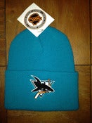 Image of VINTAGE SAN JOSE SHARKS AQUA BEANIE TOQUE
