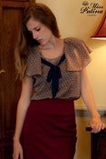 Image of Frill Shoulder Tie Front Blouse (Light Brown)