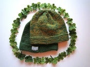 Image of *Handmade* Green Beanie + Shamrock Clip (limited edition)