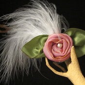 Image of Pink Rosette with Marabou Hair Clip Item#pnkrstmarpl