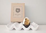 Image of Large Dipped Wooden Egg Geode With White Egg Shell