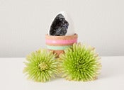 Image of Small Black Wooden Egg Geode With White Egg Shell