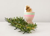 Image of Small Gold Wooden Egg Geode With White Egg Shell