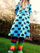 Image of Turquoise cool cats long sleeve skater dress