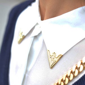 Image of White Metal Collar Tip Shirt
