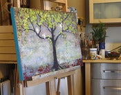 Image of Original Canvas Painting 24X18 Two Owls in a Tree