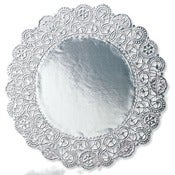 Image of ** Glitter ** Napperons dentelle en papier argenté par 5