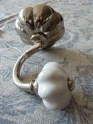 Image of Silver Metal and Ceramic Door Hook