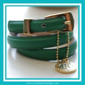 Image of Kelly Green Leather Skinny Belt