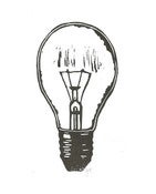 Image of lightbulb - 8x10 linocut print - black