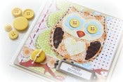 Image of oh so sweet owl birthday card ~ yellow button