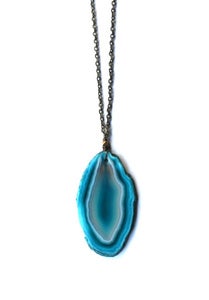 Image of Teal Geode & Brass Necklace