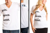 Image of grin.dance.sweat. on white American Apparel V-neck