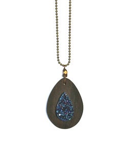 Image of Wood & Indigo Druzy Necklace