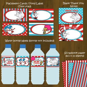 Image of Dr. Seuss Printable DIY Baby Shower Package (Cat in the Hat)