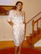 Image of Peach Silk Flower Embossed Dress