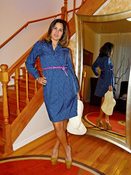 Image of Blue Long Sleeve Printed Dress