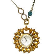 Image of Amber vintage clock drop necklace 