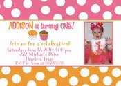 Image of Tangerine Cupcake Invitation