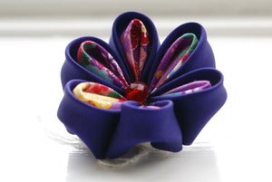 Image of Purple Kanzashi Flower Hair Clip and Brooch Pin: Deep Purple Hair Flower