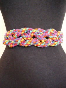 Image of braided rainbow cord belt