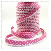 Image of Pink Polka Dot double bias with lacey edge