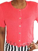 Image of Vintage Coral Cropped Blouse