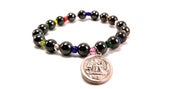 Image of Guardian Angel Charm Hematite Beaded Multi-Color Bracelet