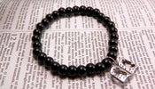 Image of Black Beaded Bible Charm Bracelet