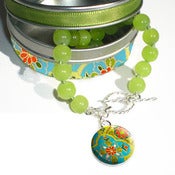 Image of Lime Candy Jade Silk-strung Charm Bracelet