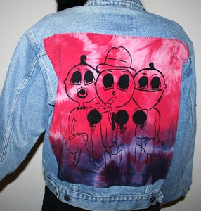 Image of Stitched up! 'MAFIA KIDS' Ladies Denim jacket light blue/ pink (medium)