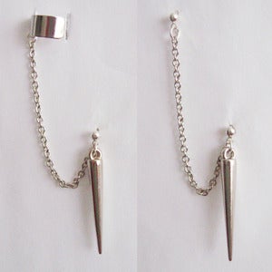 Image of Single Spike Chain with Double Piercing or Earring Cuff