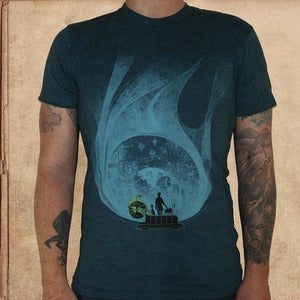 Image of Time Machine - black aqua - discharge ink - unisex - 50/50 