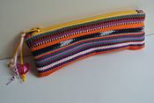 Image of Orange and Yellow Guatemalan Pencil Pouch