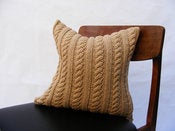 Image of Hand Knit Cushion 40 x 40cm - ecru cable knit