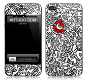 Image of PSEUDO (black lines). Doodle Art Print For iPhone. (4 and 4s Models)