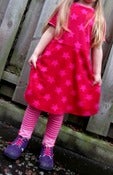 Image of Cerise and fuchsia velour short sleeve skater dress