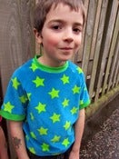Image of Lime green and blue Superstar velour short sleeve top