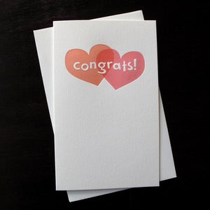 Image of 1605 - two hearts letterpress congratulations card 