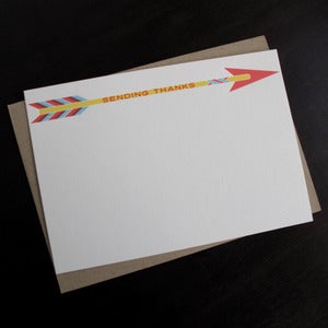 Image of 1105B - arrow letterpress thank you cards - set of 6