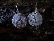 Image of 1652. 1/2 Real Cob Coin Pirate Earrings (replica/reproduction)