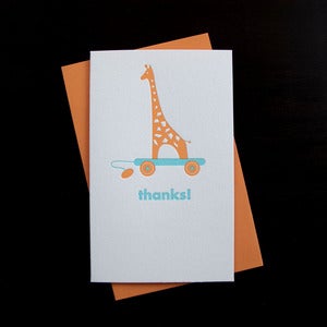 Image of 1003B - giraffe letterpress thank you card - set of 6 