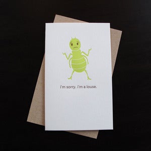 Image of 1307 - apologetic louse letterpress card