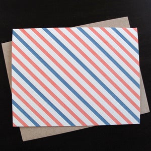 Image of 1805B - oxford stripe blank letterpress note cards - set of 6
