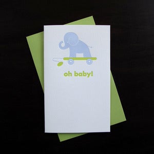 Image of 1005 - oh baby! elephant letterpress congratulations card 