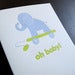 Image of 1005 - oh baby! elephant letterpress congratulations card 