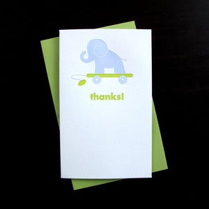 Image of 1007B - elephant letterpress thank you card - set of 6 